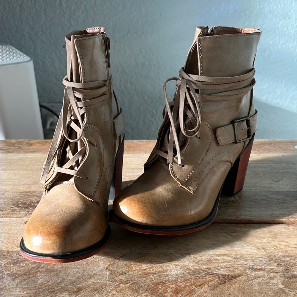 Buckle Bianca Stylish Tan Leather Ankle Boots comfortable 7